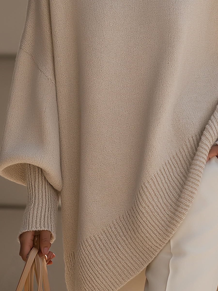 ELENIA | Suéter poncho oversize de punto