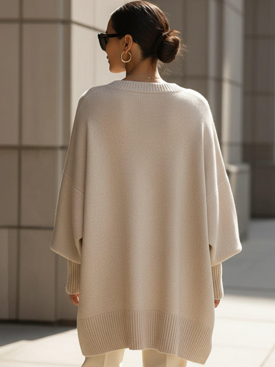 ELENIA | Suéter poncho oversize de punto