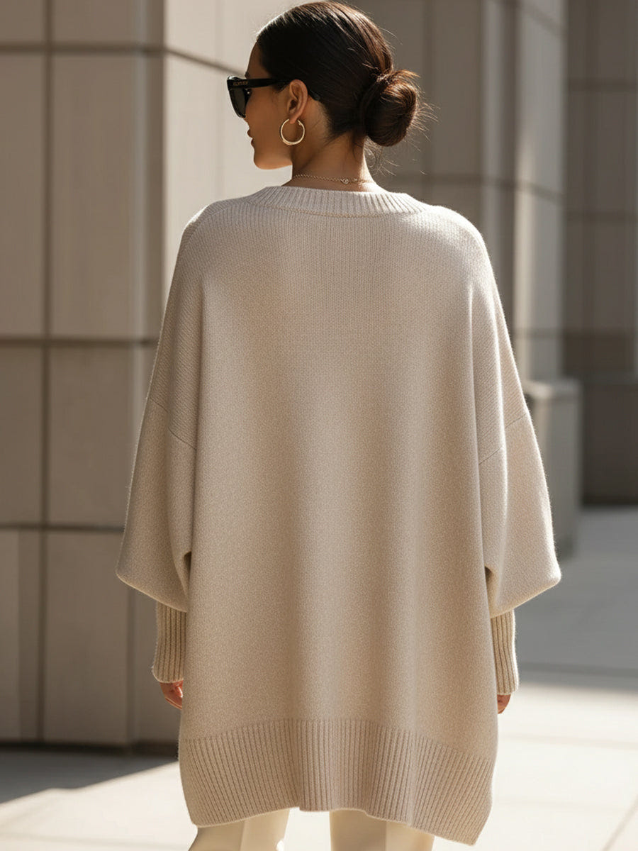 ELENIA | Suéter poncho oversize de punto