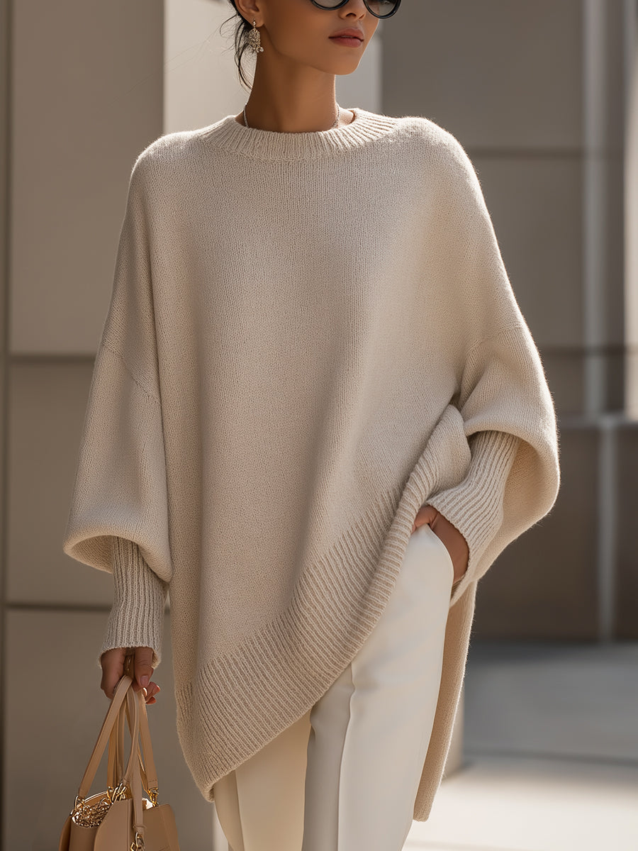 ELENIA | Suéter poncho oversize de punto