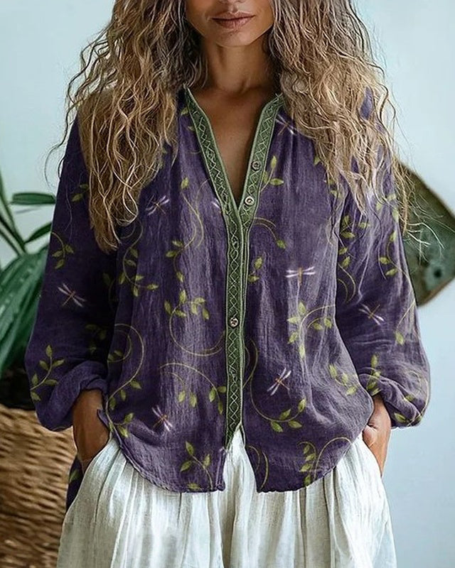 Blusa vintage con estampado floral