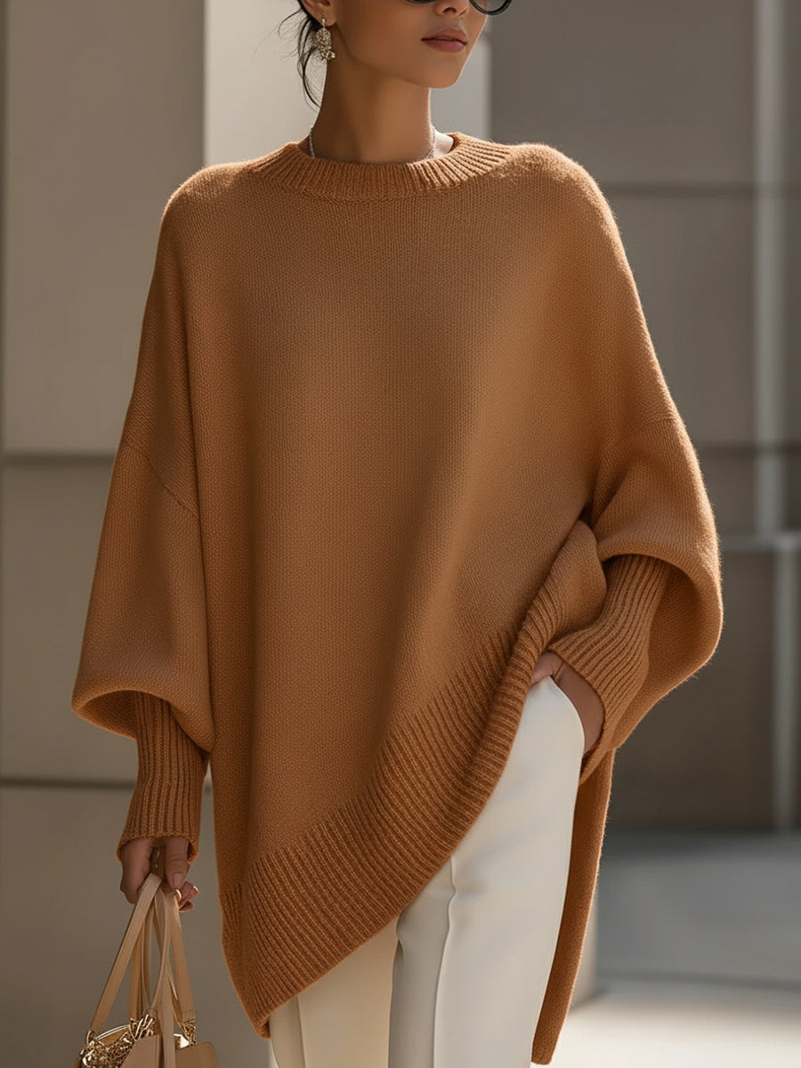 ELENIA | Suéter poncho oversize de punto
