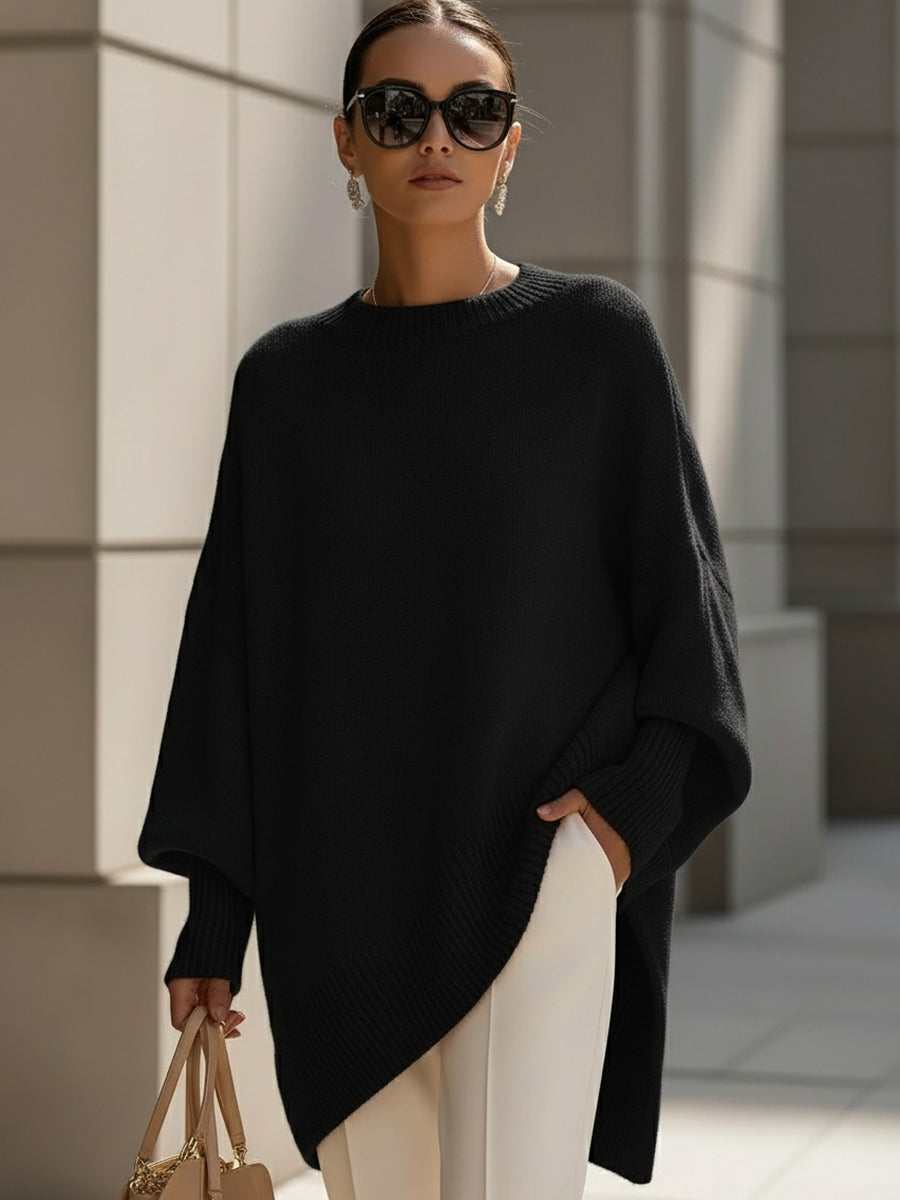 ELENIA | Suéter poncho oversize de punto