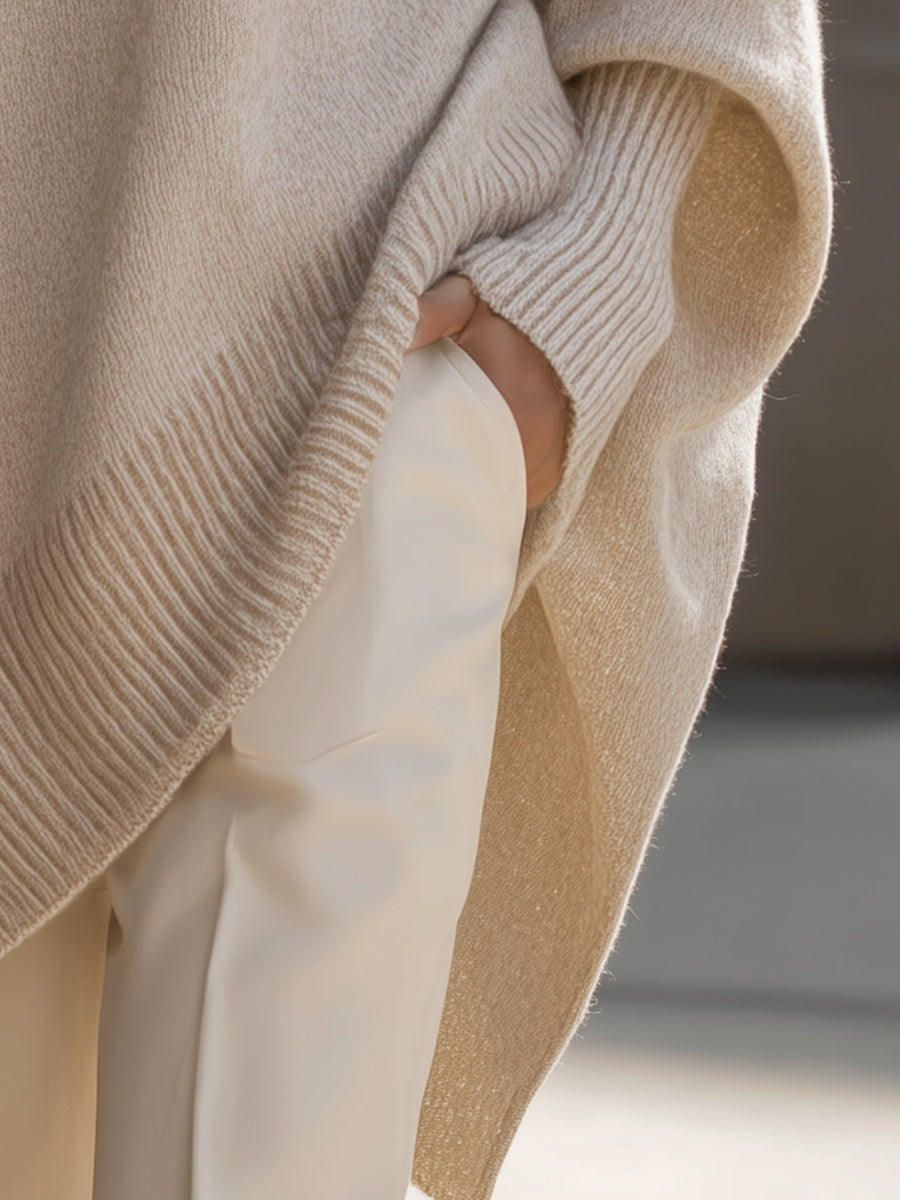ELENIA | Suéter poncho oversize de punto