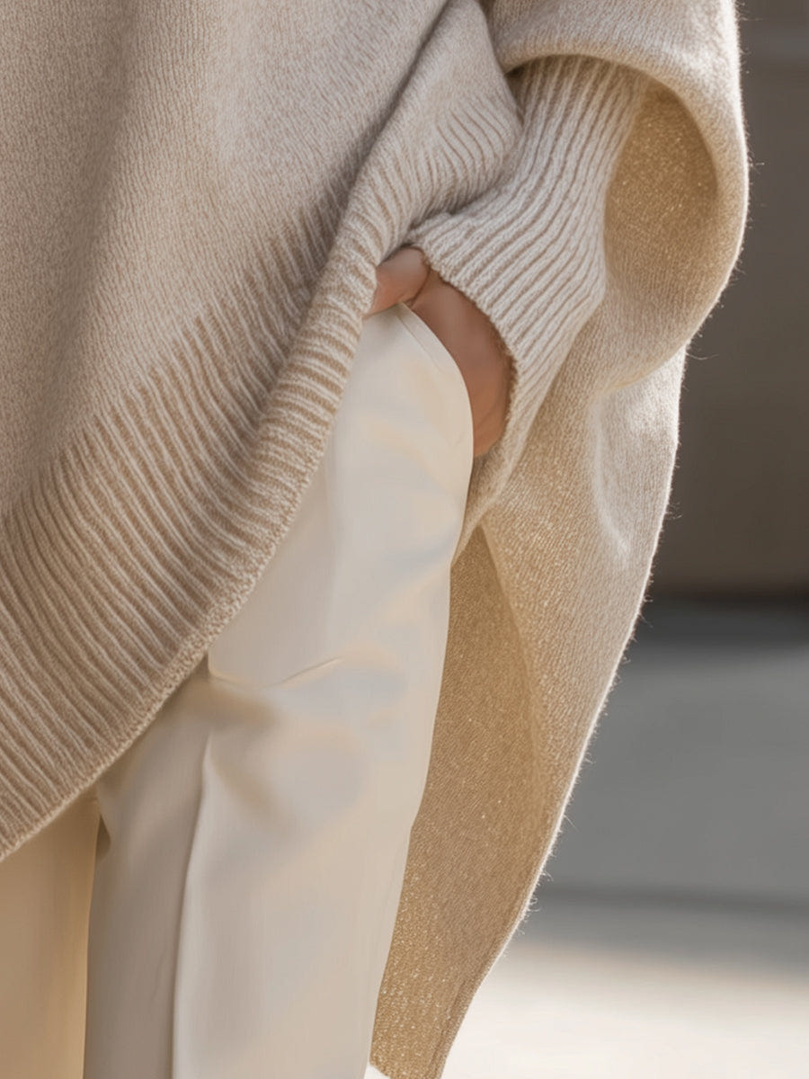 ELENIA | Suéter poncho oversize de punto