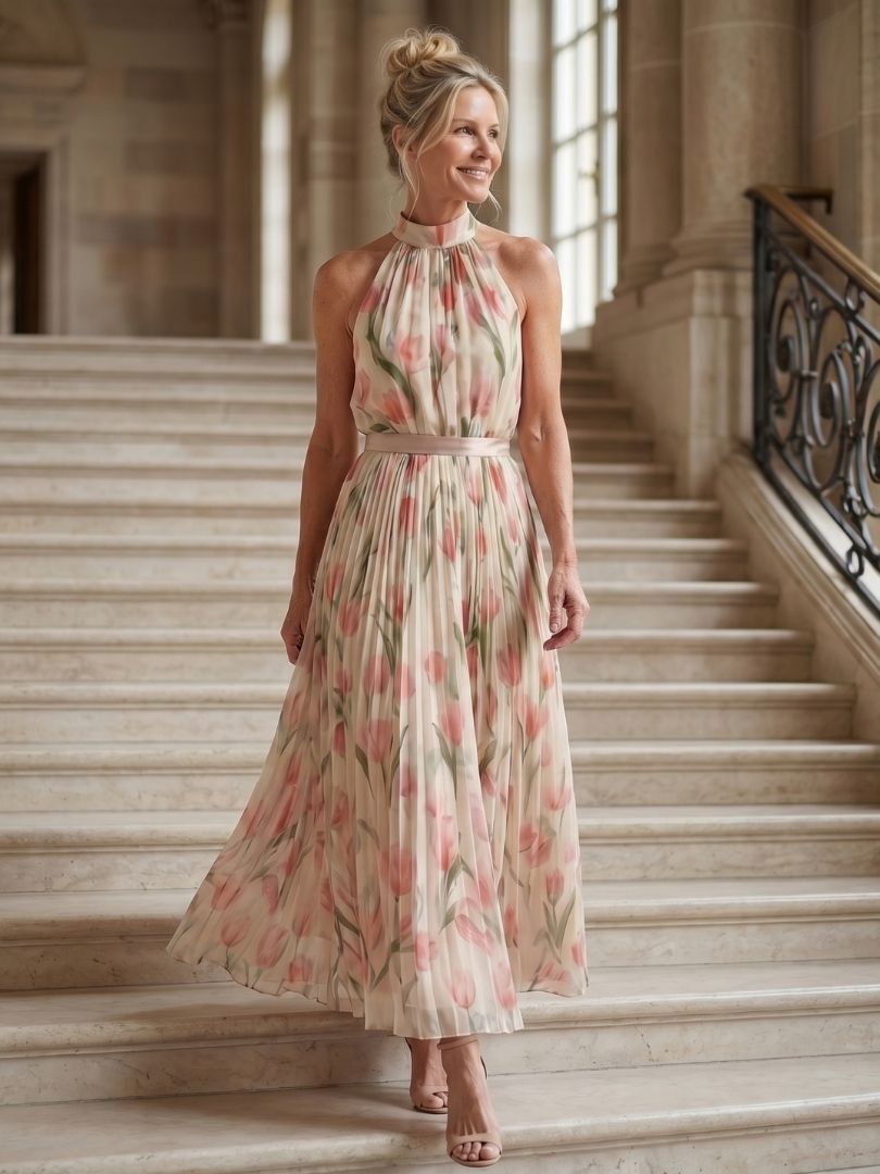 Rosa | Vestido Midi Halter Floral