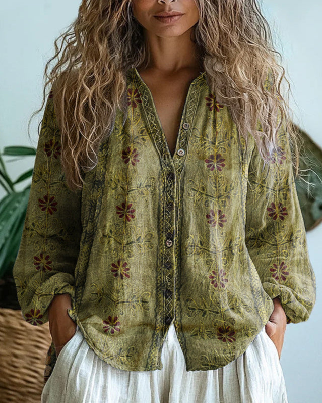 Blusa vintage con estampado floral