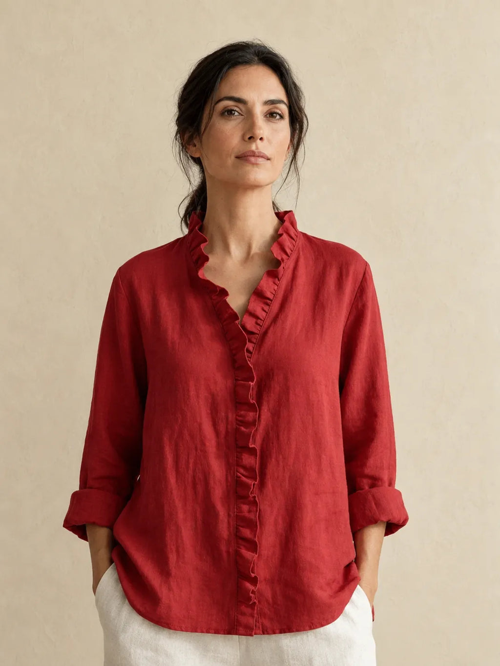 ELENA | Blusa minimalista con volantes